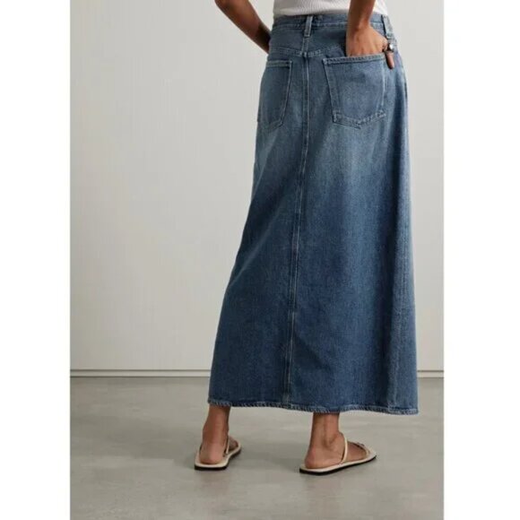 Agolde Leif Denim Slung Maxi Skirt Front Slit Size 27 - Picture 5 of 13